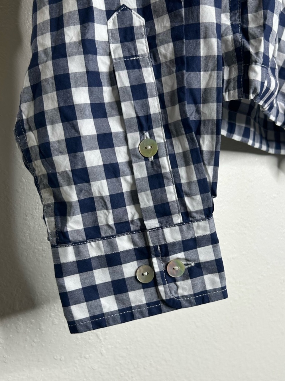NWT AMO Rosalind Shirt Blue Navy Checkered Cropped Button Down Shirt Small - Picture 12 of 14